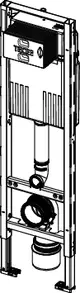 TECE WC-Modul mit Spülkasten, bestehend aus einem stabilen Rahmengestell und integrierter Spültechnik, bereit zur Montage in Badezimmern.